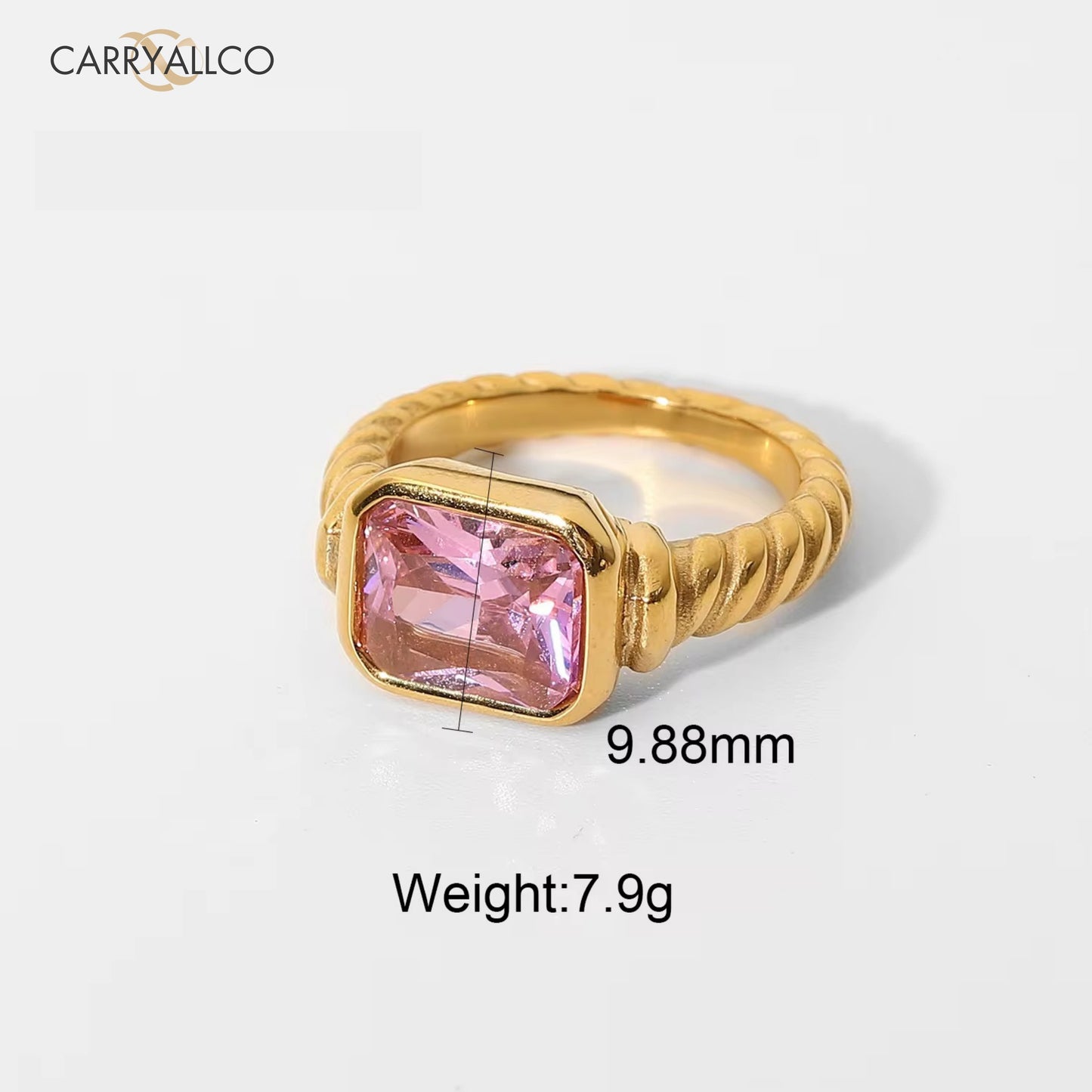 Carryallco 18K Gold Plated Demi-fine Elegant Twist Zircon Ring