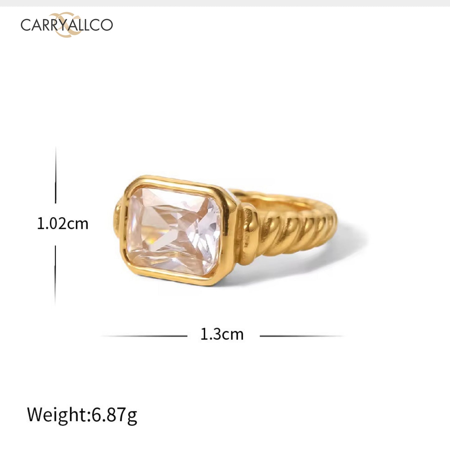 Carryallco 18K Gold Plated Demi-fine Elegant Twist Zircon Ring