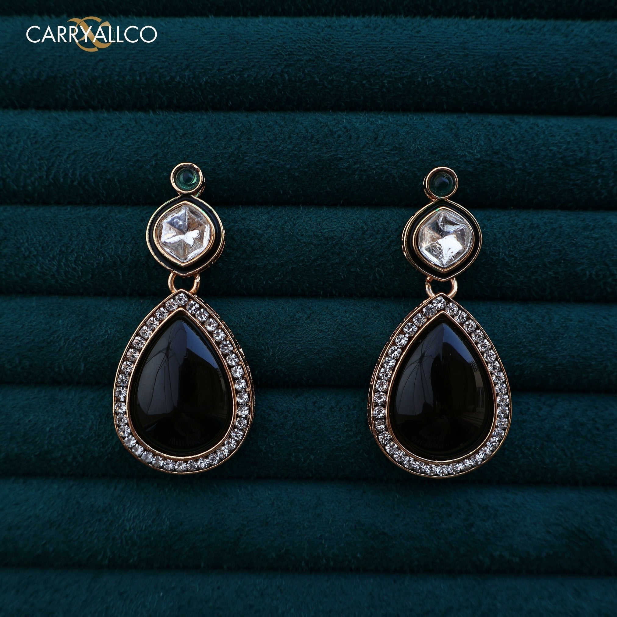 Carryallco Emerald Kundan Earrings Carryallco