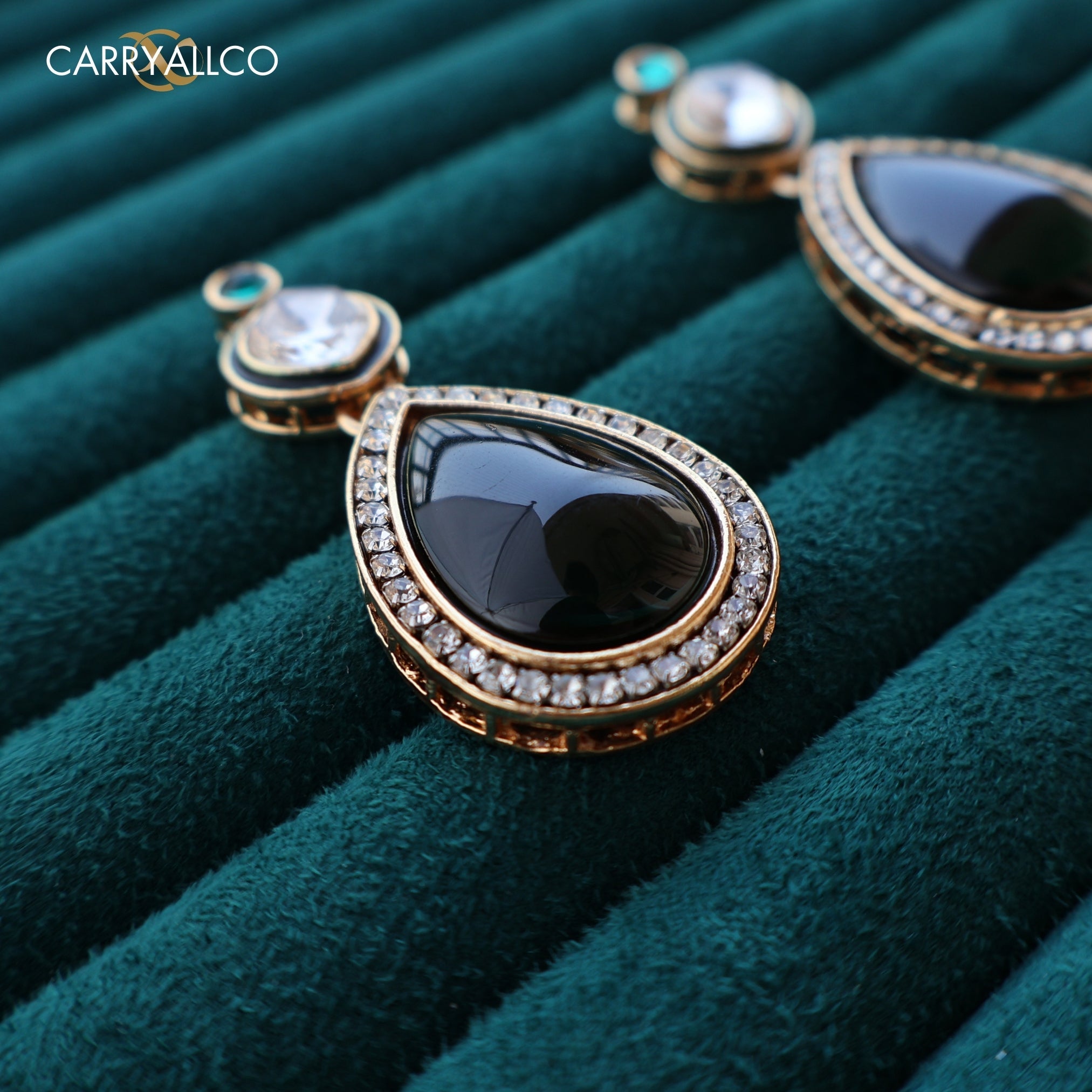 Carryallco Emerald Kundan Earrings Carryallco