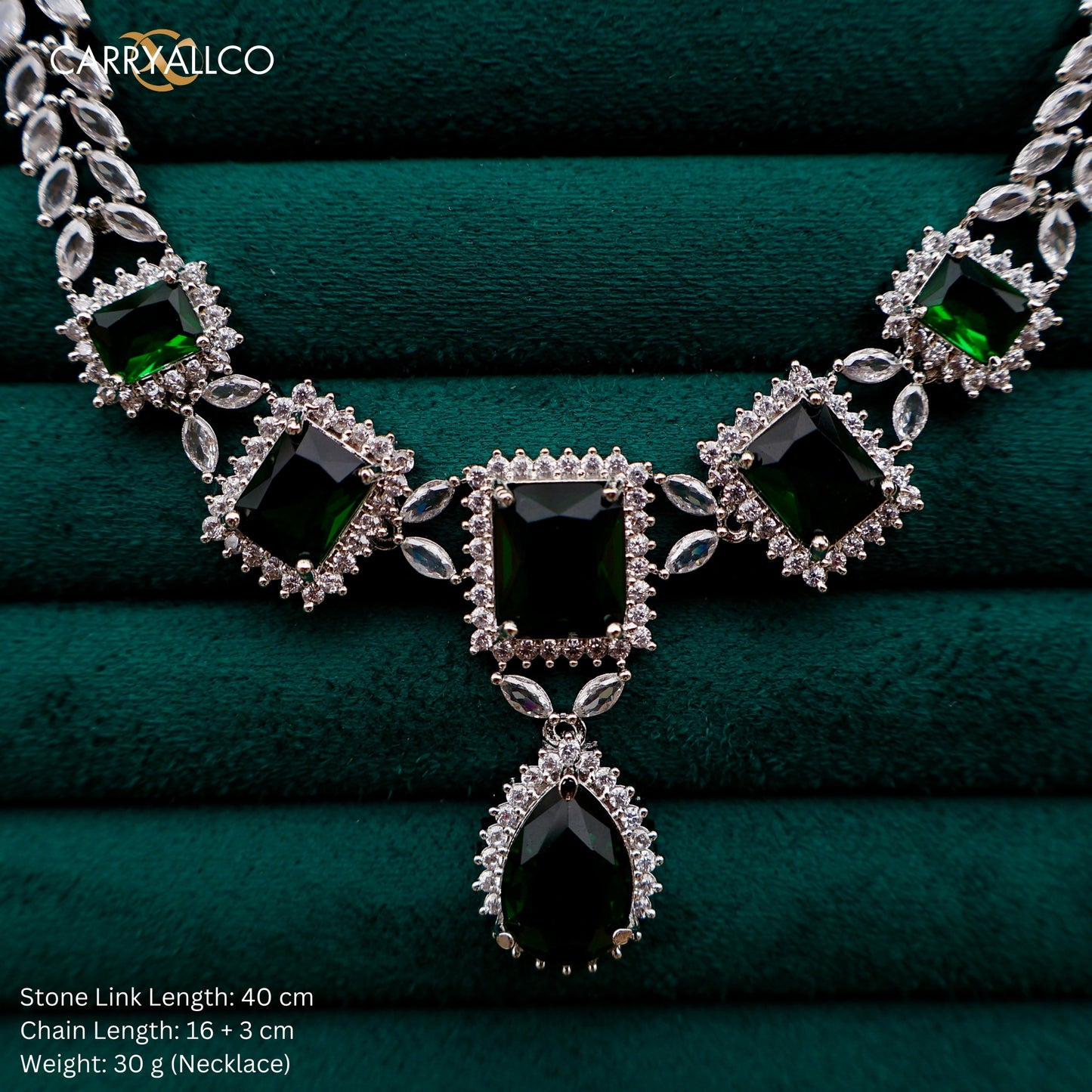 Carryallco Emerald Petal Cascade Necklace Set