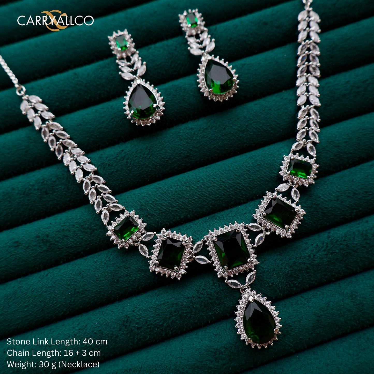 Carryallco Emerald Petal Cascade Necklace Set