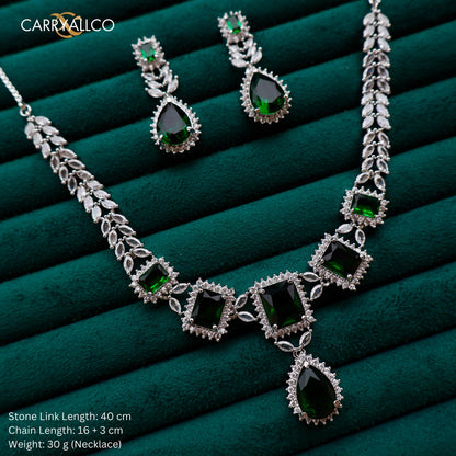 Carryallco Emerald Petal Cascade Necklace Set