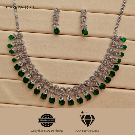 Carryallco Emerald Radiance American Diamond Necklace Set