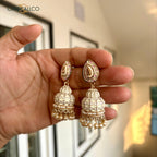 Carryallco Chikoo Charm Meenakari Gold Plated Jhumka Earrings Carryallco
