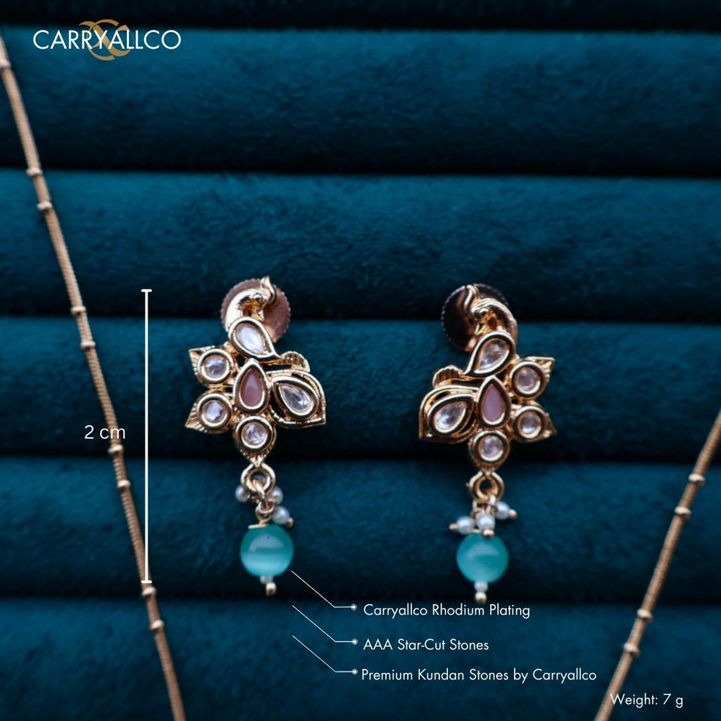 Carryallco Gold Plated Multicolor Kundan Peacock Pendant Set CARRYALLCO