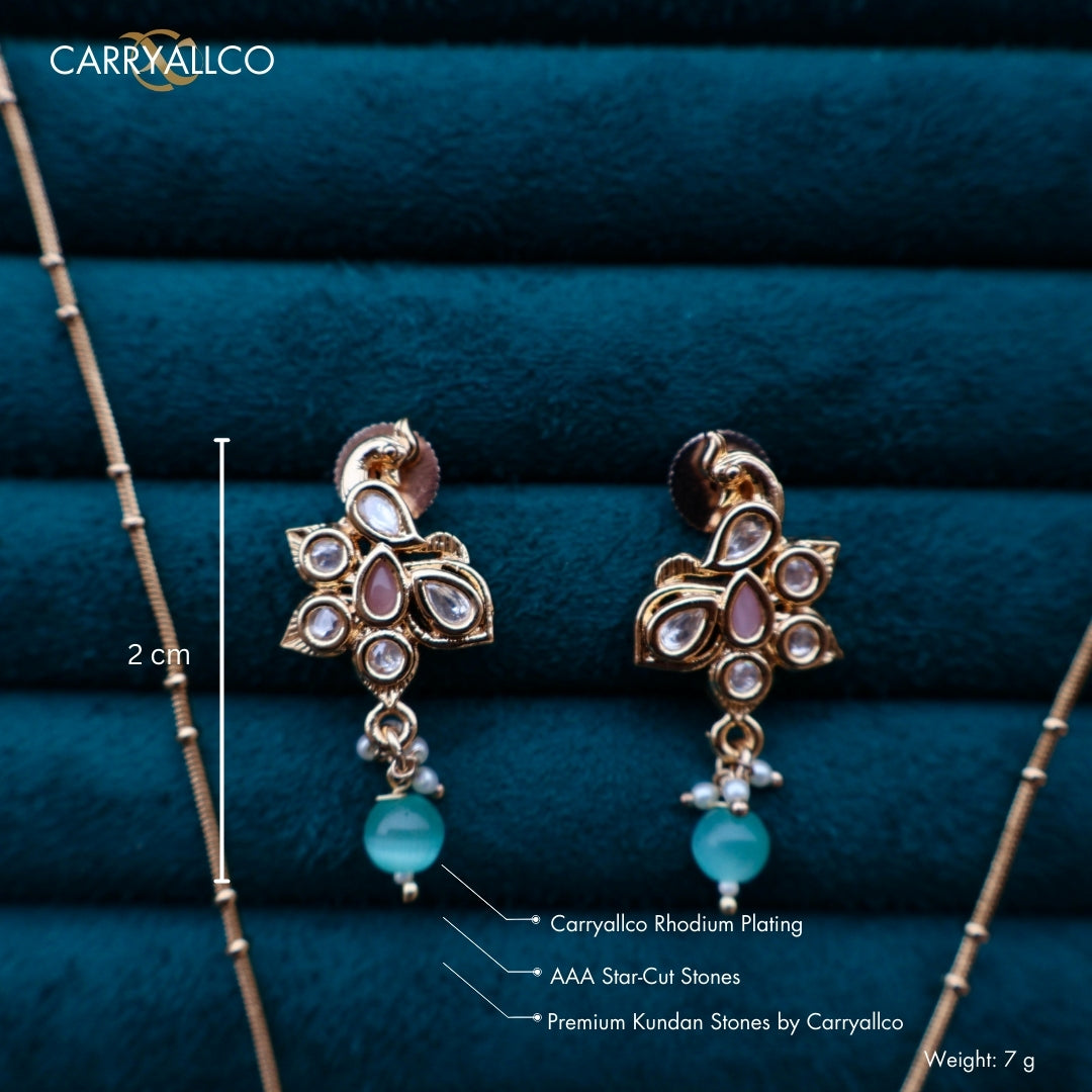 Carryallco Gold Plated Multicolor Kundan Peacock Pendant Set CARRYALLCO