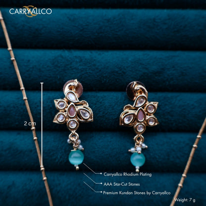 Carryallco Gold Plated Multicolor Kundan Peacock Pendant Set