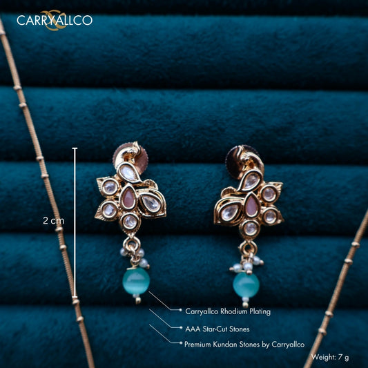 Carryallco Gold Plated Multicolor Kundan Peacock Pendant Set
