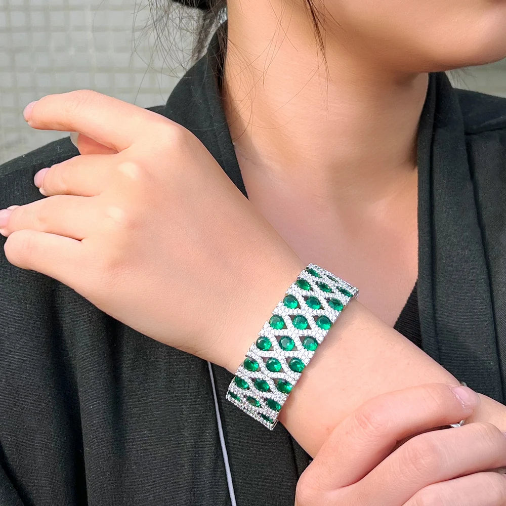 Carryallco Green CZ Cuff Bangle