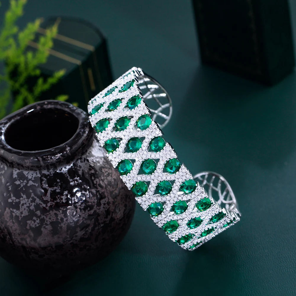 Carryallco Green CZ Cuff Bangle