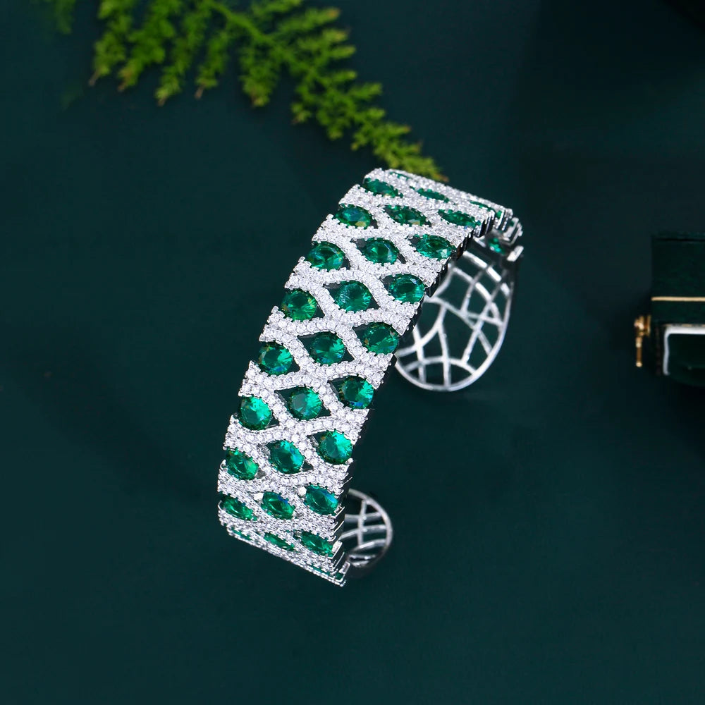 Carryallco Green CZ Cuff Bangle