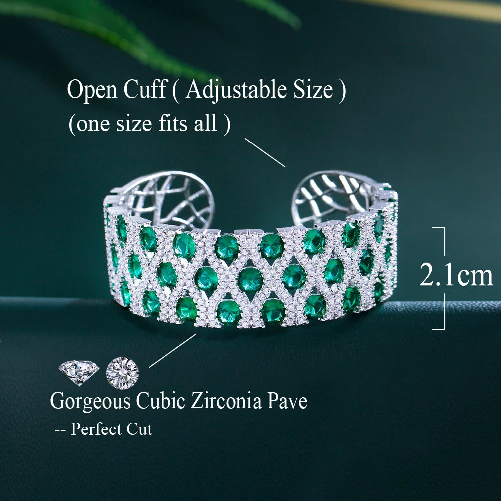 Carryallco Green CZ Cuff Bangle