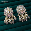 Carryallco Grey Meenakari Elegance with White Pearl Earring Carryallco