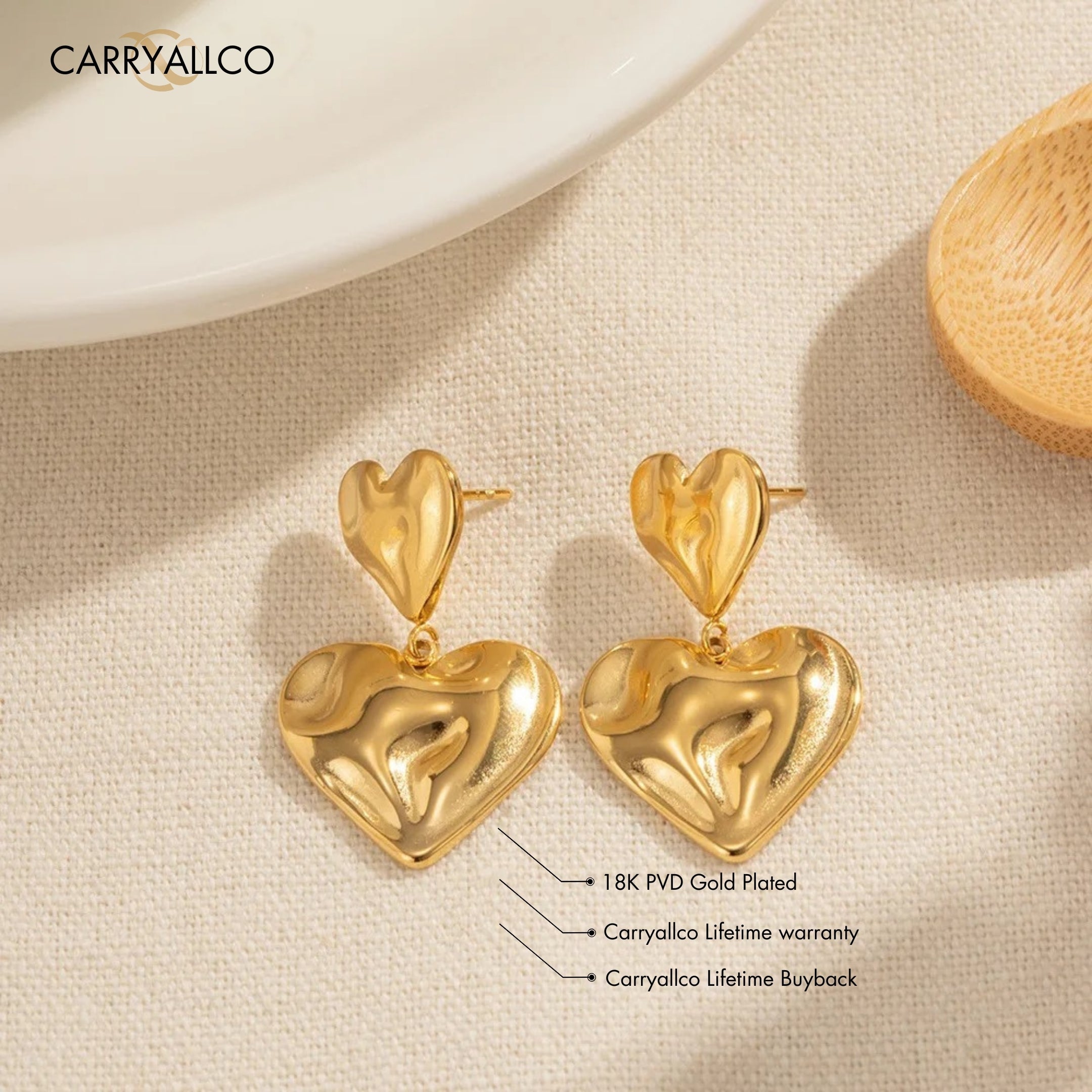Carryallco Hammered Double Heart Earring Carryallco