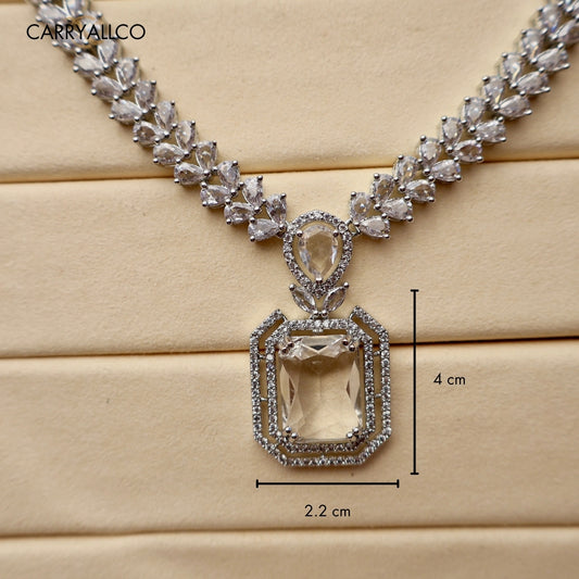 Carryallco Luminous White American Diamond Necklace Set