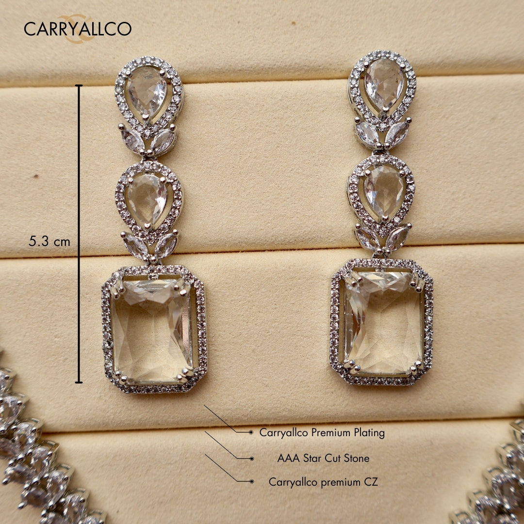 Carryallco Luminous White American Diamond Necklace Set Carryallco