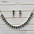 Carryallco Luxe Green & White American Diamond Necklace Set Carryallco