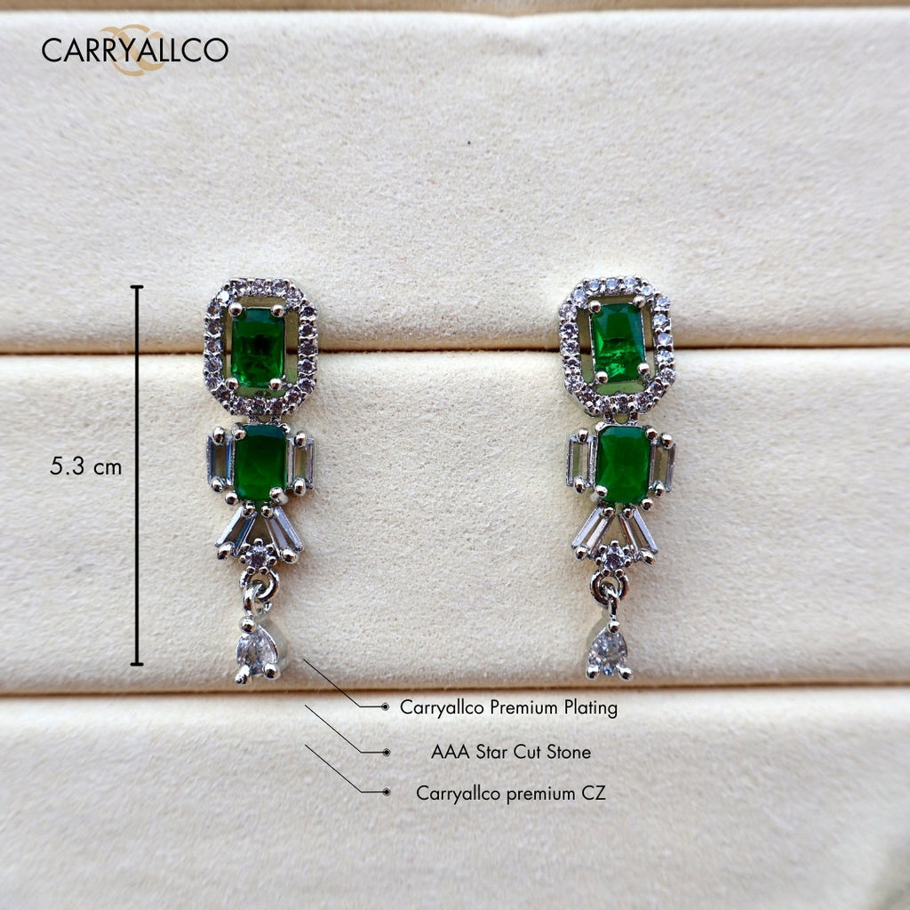 Carryallco Luxe Green & White American Diamond Necklace Set Carryallco