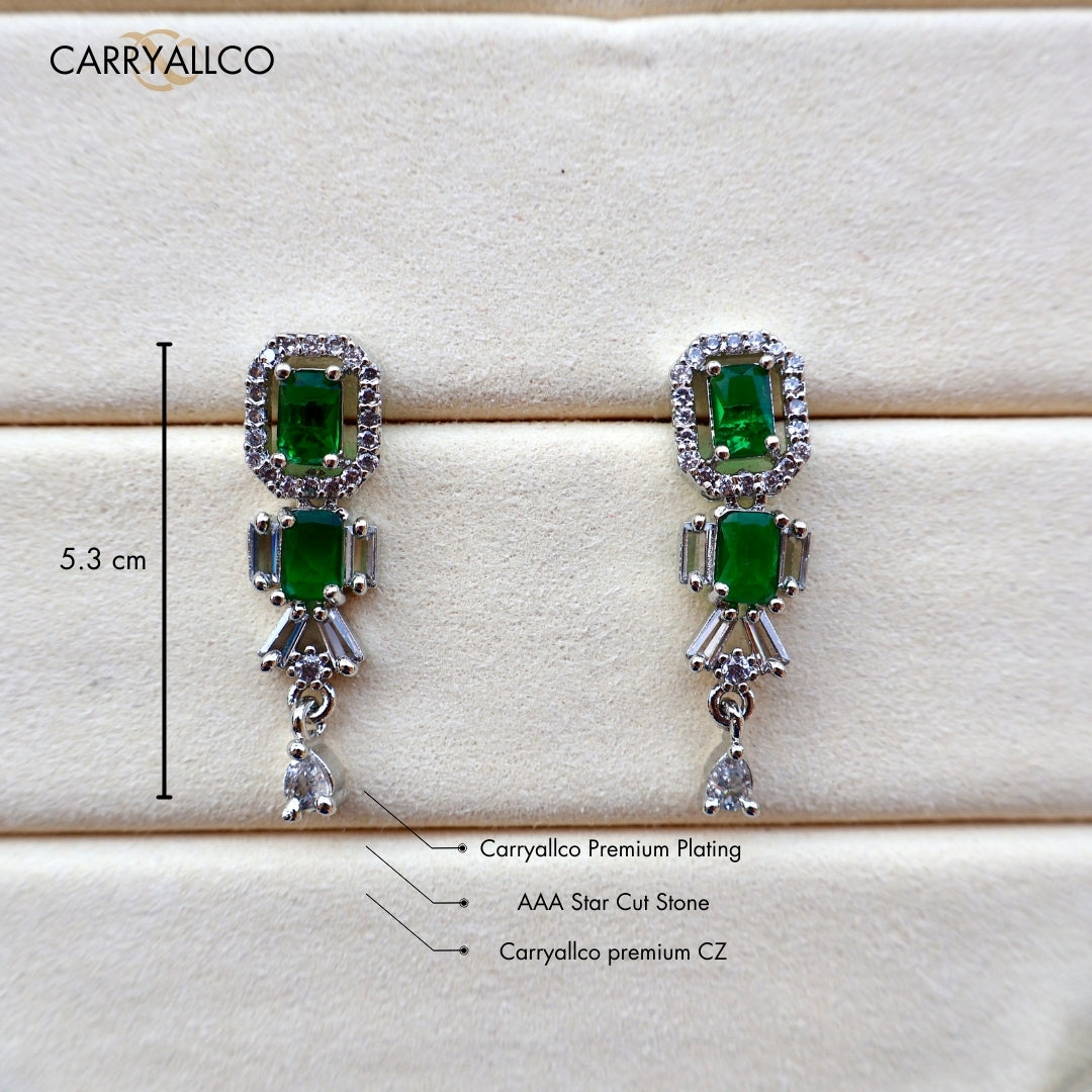 Carryallco Luxe Green & White American Diamond Necklace Set
