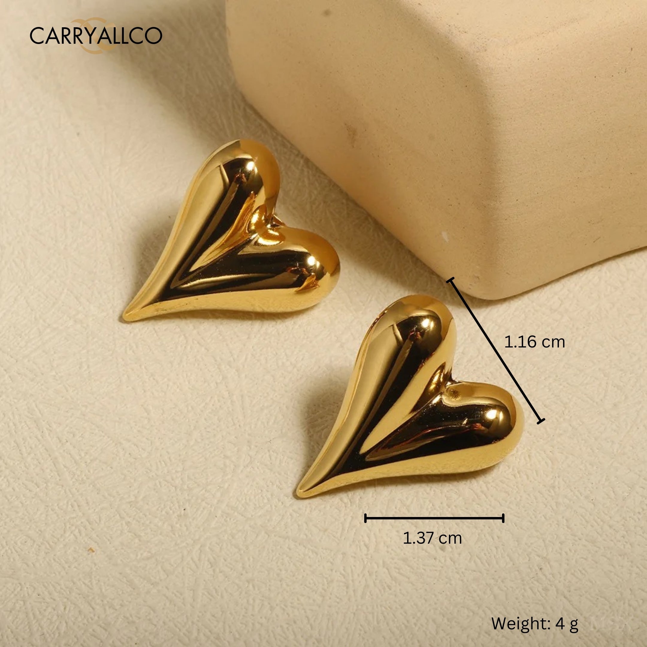 Carryallco Pure Love Heart Studs Carryallco