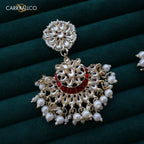Carryallco Red Essence Kundan Meenakari Earrings Carryallco