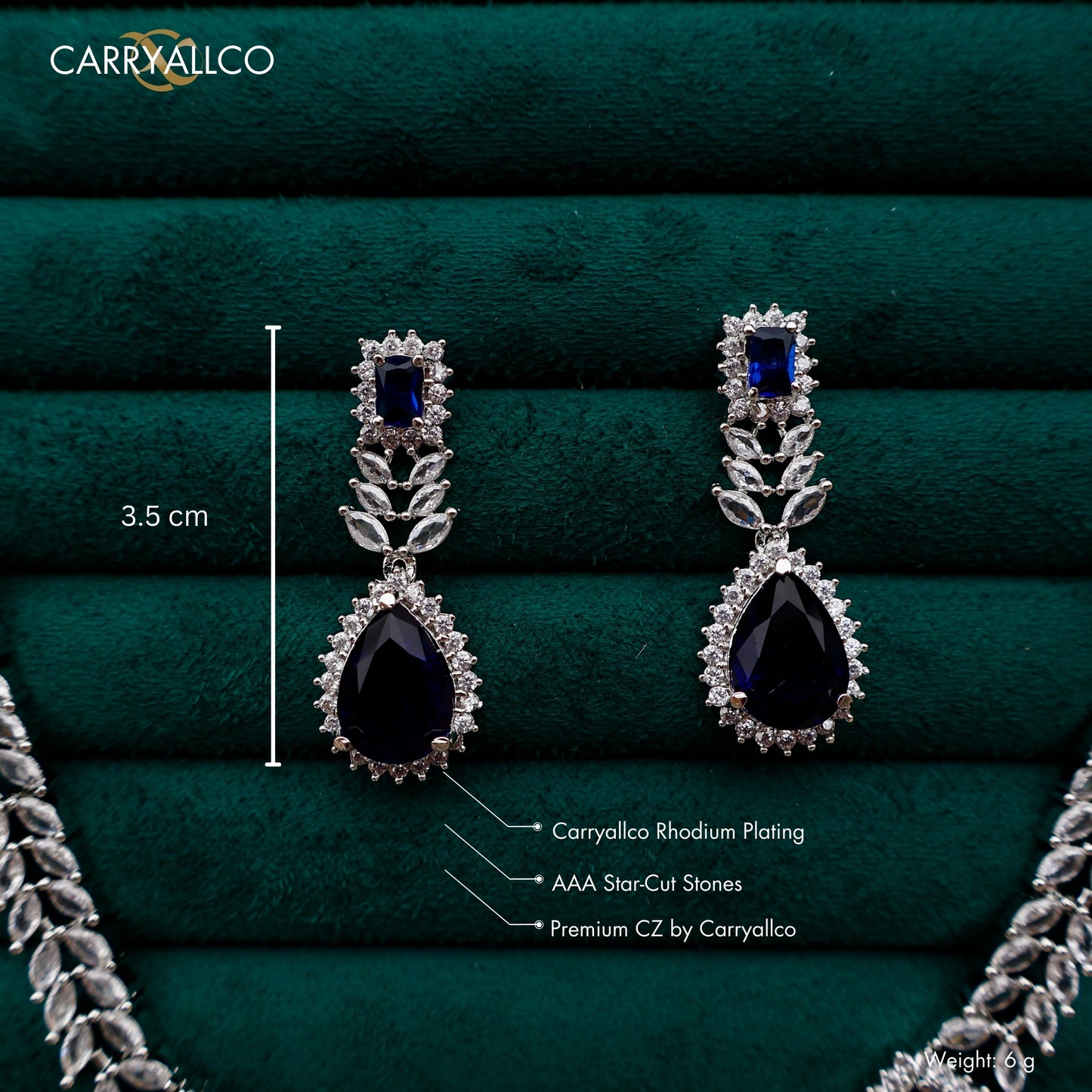 Carryallco Sapphire Petal Cascade Necklace Set