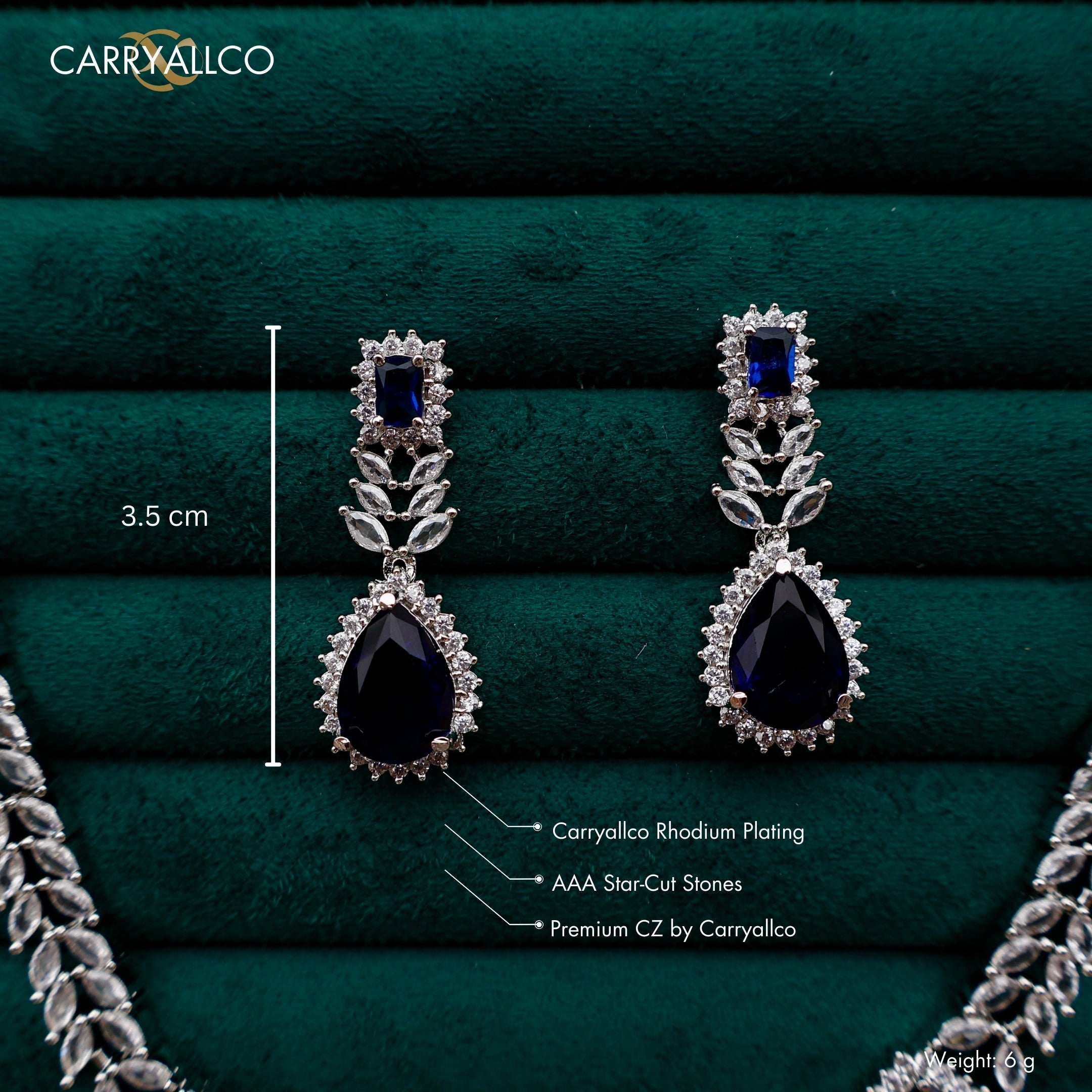 Carryallco Sapphire Petal Cascade Necklace Set Carryallco