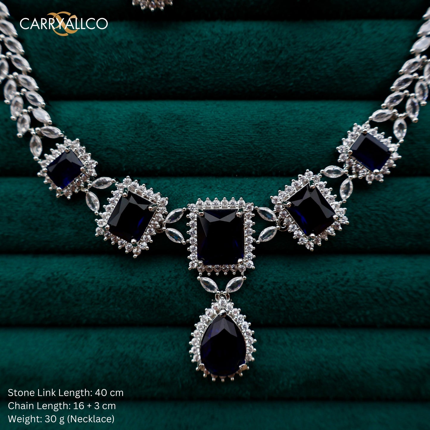 Carryallco Sapphire Petal Cascade Necklace Set