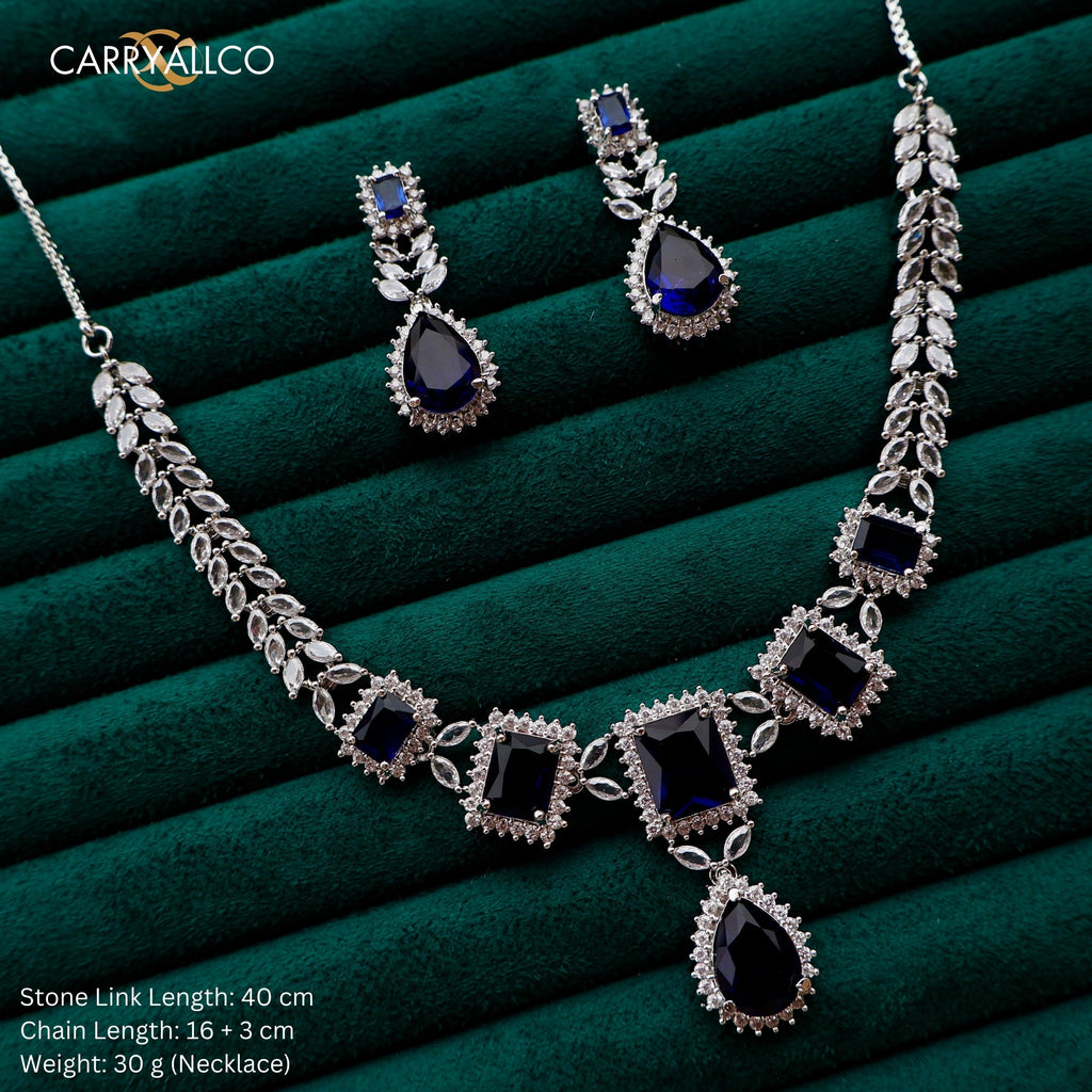 Carryallco Sapphire Petal Cascade Necklace Set Carryallco