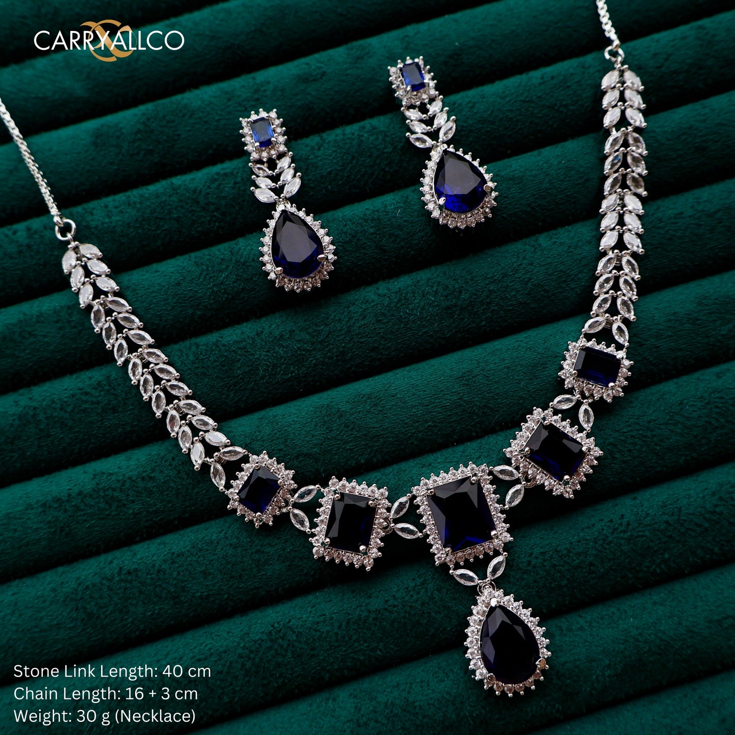 Carryallco Sapphire Petal Cascade Necklace Set