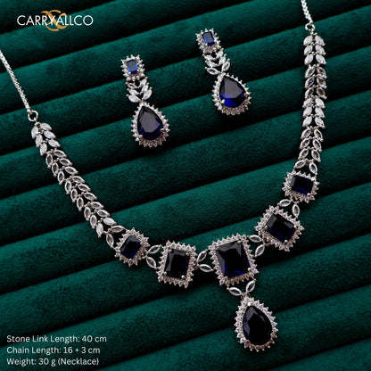 Carryallco Sapphire Petal Cascade Necklace Set