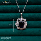 Carryallco Sapphire Square Charm American Diamond Pendant Set CARRYALLCO