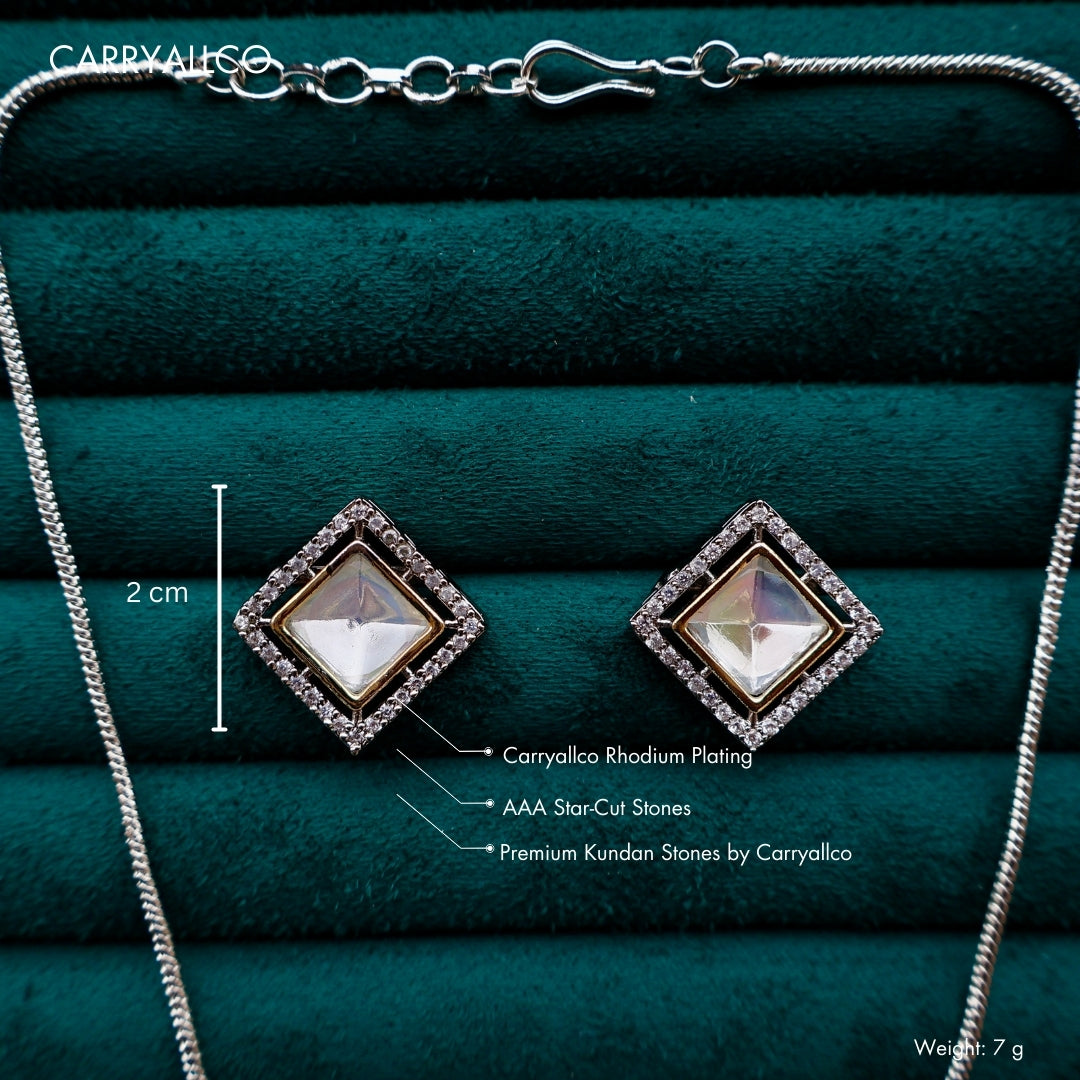 Carryallco Square Glow Dual-Tone Kundan Pendant Set CARRYALLCO