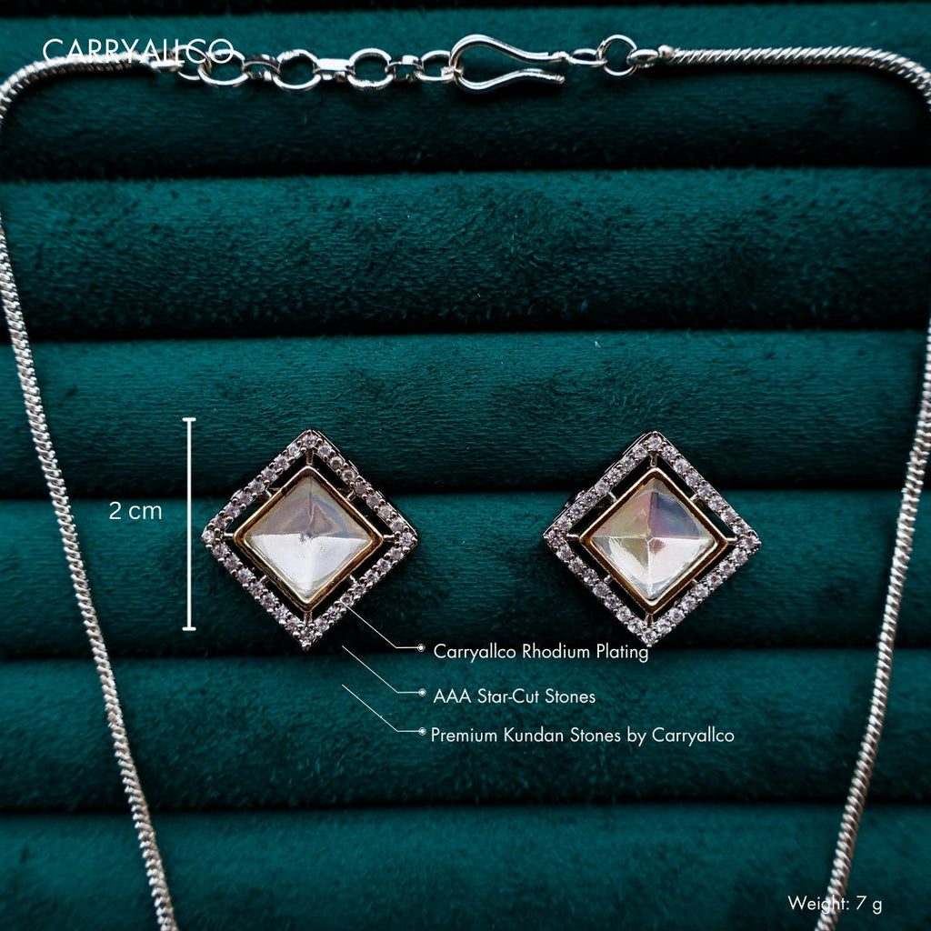 Carryallco Square Glow Dual-Tone Kundan Pendant Set CARRYALLCO