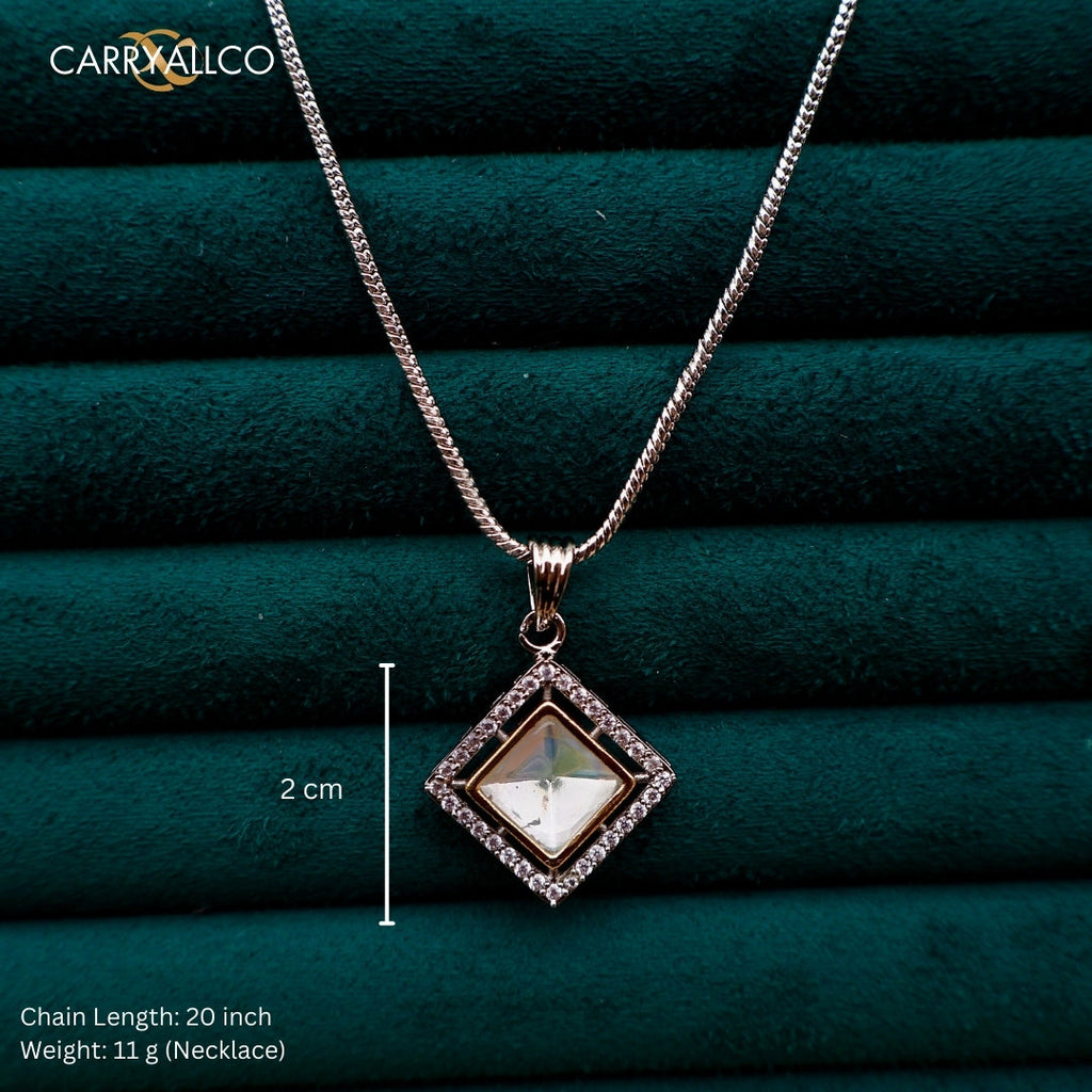 Carryallco Square Glow Dual-Tone Kundan Pendant Set CARRYALLCO