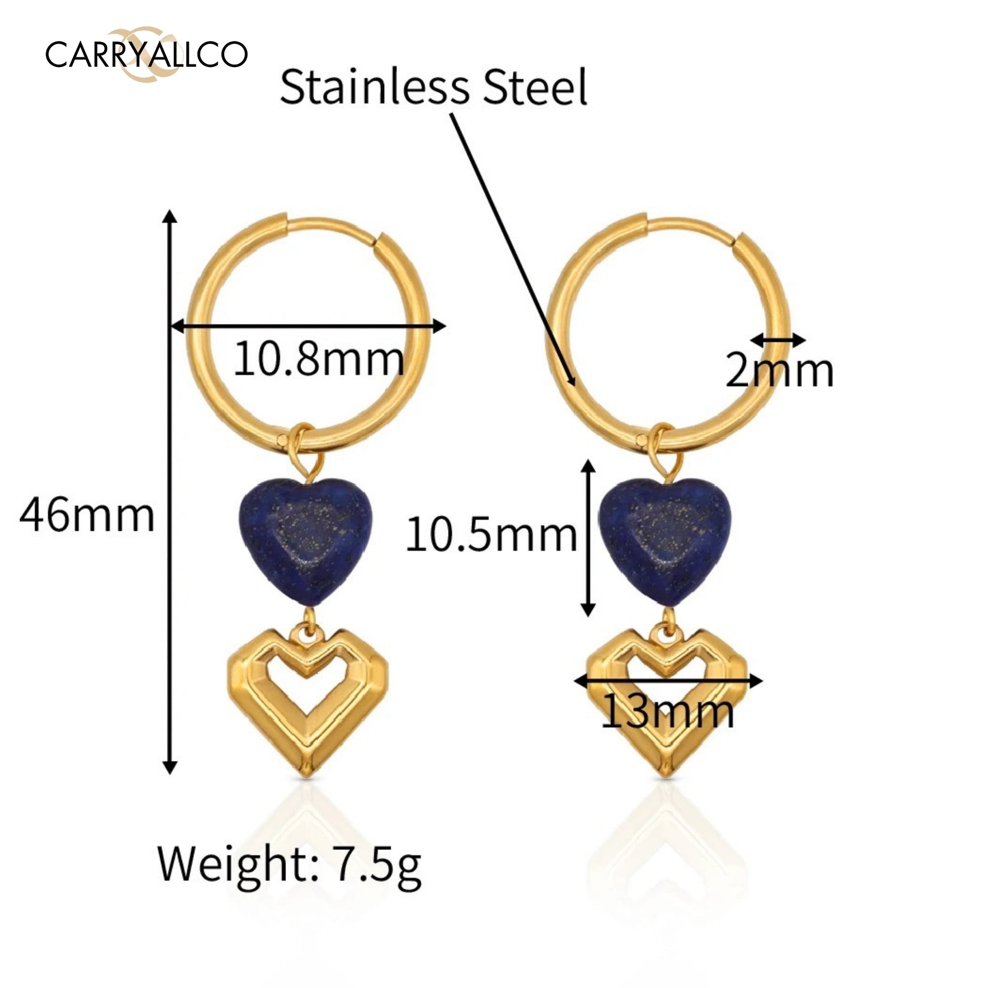 Carryallco Trinity Heart Stone Drops Carryallco