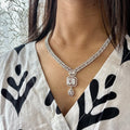 Carryallco White American Diamond Necklace Set