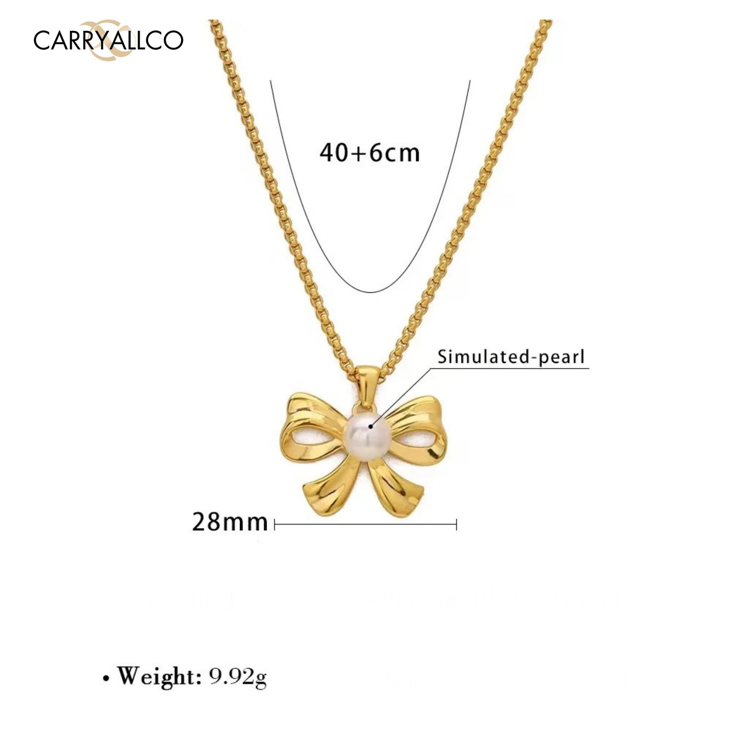Carryallco 18K Gold Plated Aurora Pearl Bow Pendant – Demi-Fine
