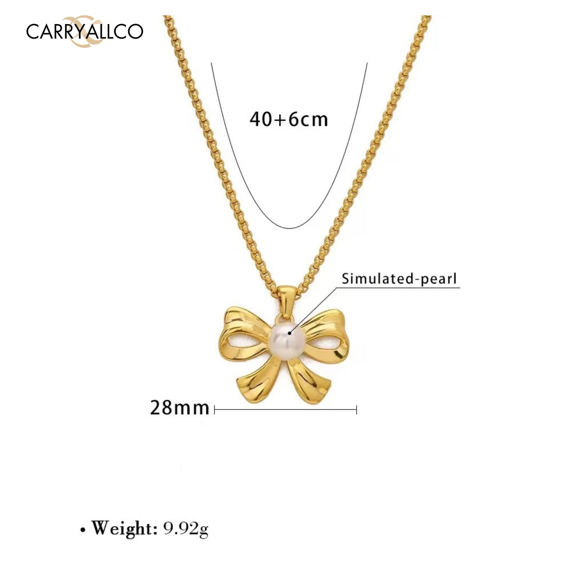 Carryallco 18K Gold Plated Aurora Pearl Bow Pendant – Demi-Fine