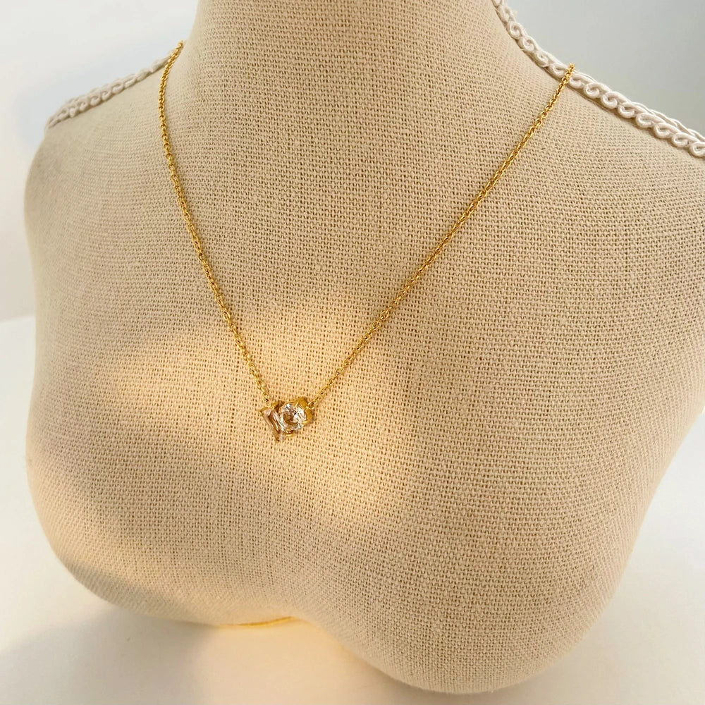 Carryallco 18K Gold Plated Dual-Stone Geometric Pendant Necklace