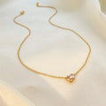 Carryallco 18K Gold Plated Dual-Stone Geometric Pendant Necklace