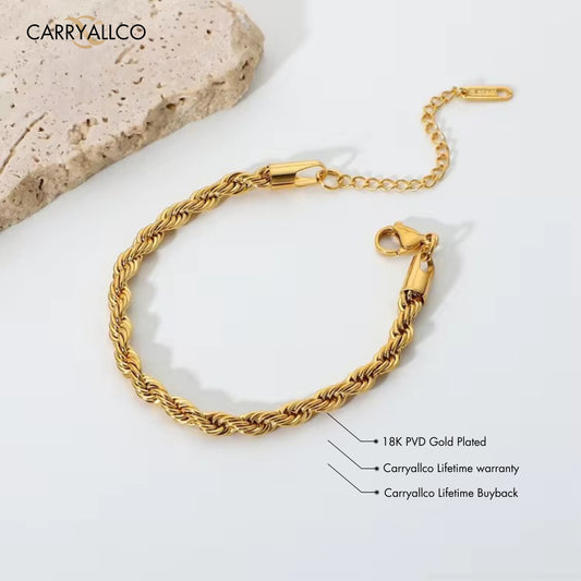 Carryallco 18K Gold Plated Rope Twist Bracelet