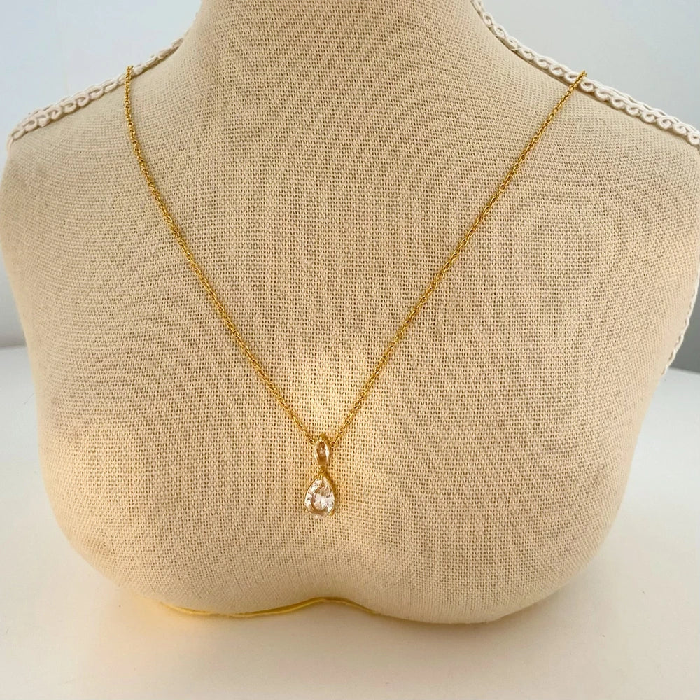 Carryallco 18K Gold Plated Water Drop Zircon Pendant Necklace