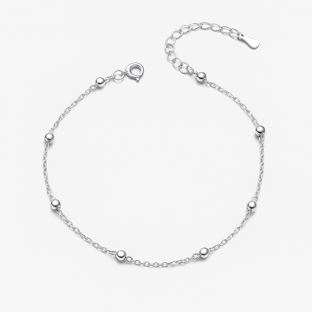 Carryallco 925 Sterling Silver Beads Chain Anklet