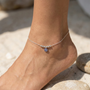 Evil Eye Zirconia Anklet – Worn View | Sterling Silver Filled | Carryallco India