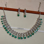 Aqua Gleam American Diamond Necklace Set – Full Set View | American Diamond Jewellery | Carryallco India