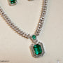Aqua Square American Diamond Necklace – aqua gemstones with silver accents | Carryallco