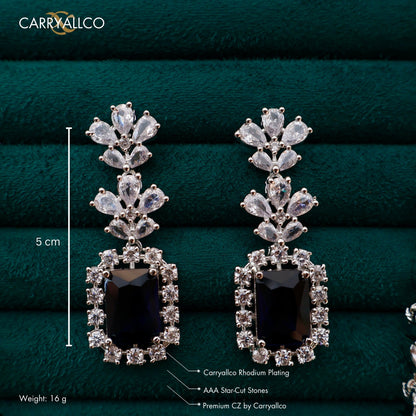 Carryallco Blue Sapphire American Diamond Necklace Set