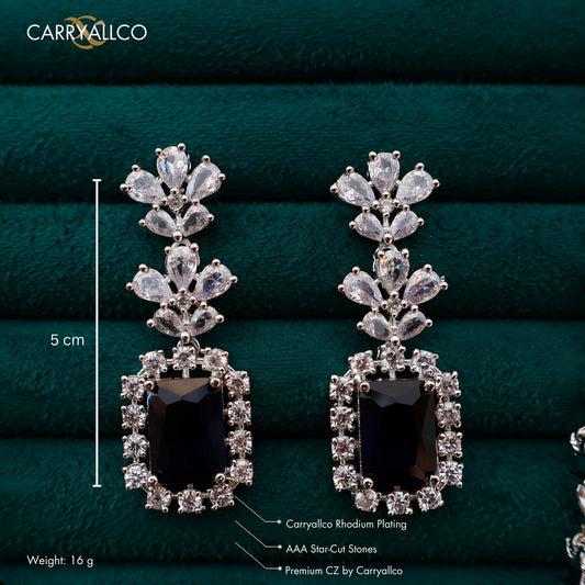 Carryallco Blue Sapphire American Diamond Necklace Set